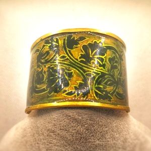 Brass hand painted enamel cuff
